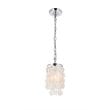 Living District Selene 1-Light Mid-Century Metal Pendant in Chrome/White