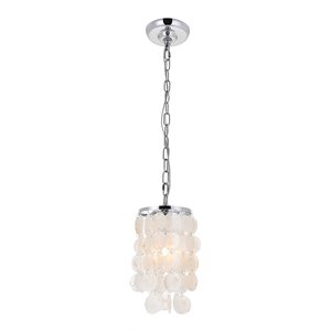 Living District Selene 1-Light Mid-Century Metal Pendant in Chrome/White