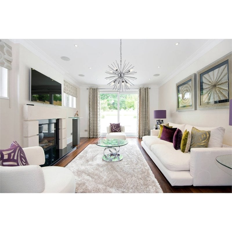 Living District Timber 8-Light Mid-Century Metal Pendant in Chrome