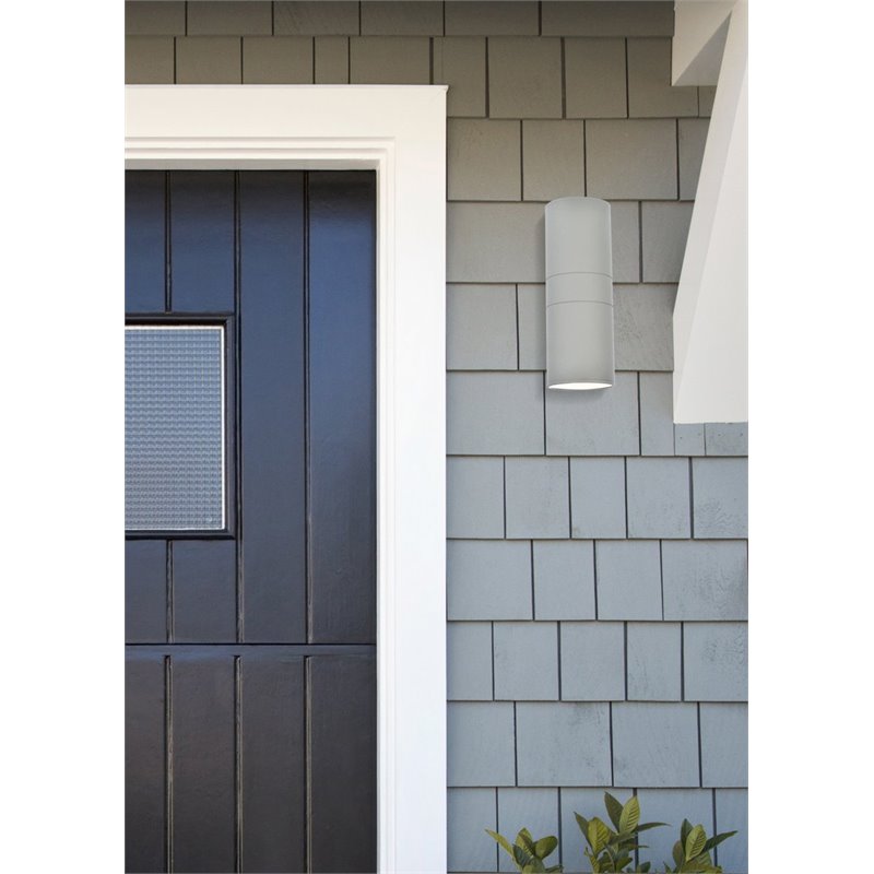 Living District Raine 1-Light Modern Aluminum Outdoor Wall Light in Silver