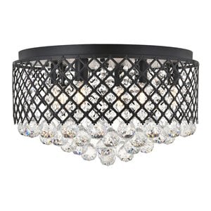 Living District Tully 6-Light Metal & Crystal Flush Mount in Matte Black/Clear
