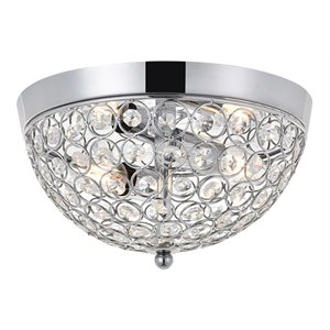 Living District Taye 2-Light Metal & Crystal Flush Mount in Chrome/Clear