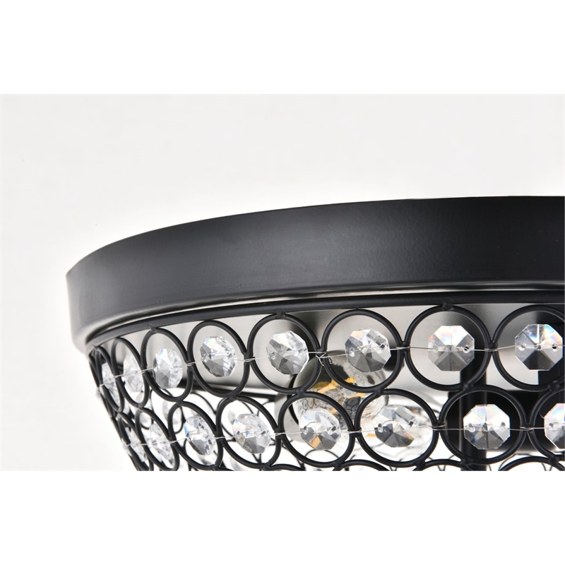 Living District Taye 3-Light Metal & Crystal Flush Mount in Matte Black/Clear