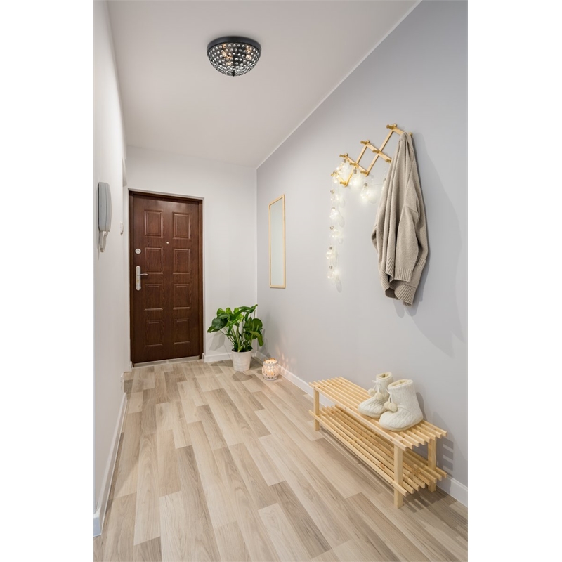 Living District Taye 3-Light Metal & Crystal Flush Mount in Matte Black/Clear