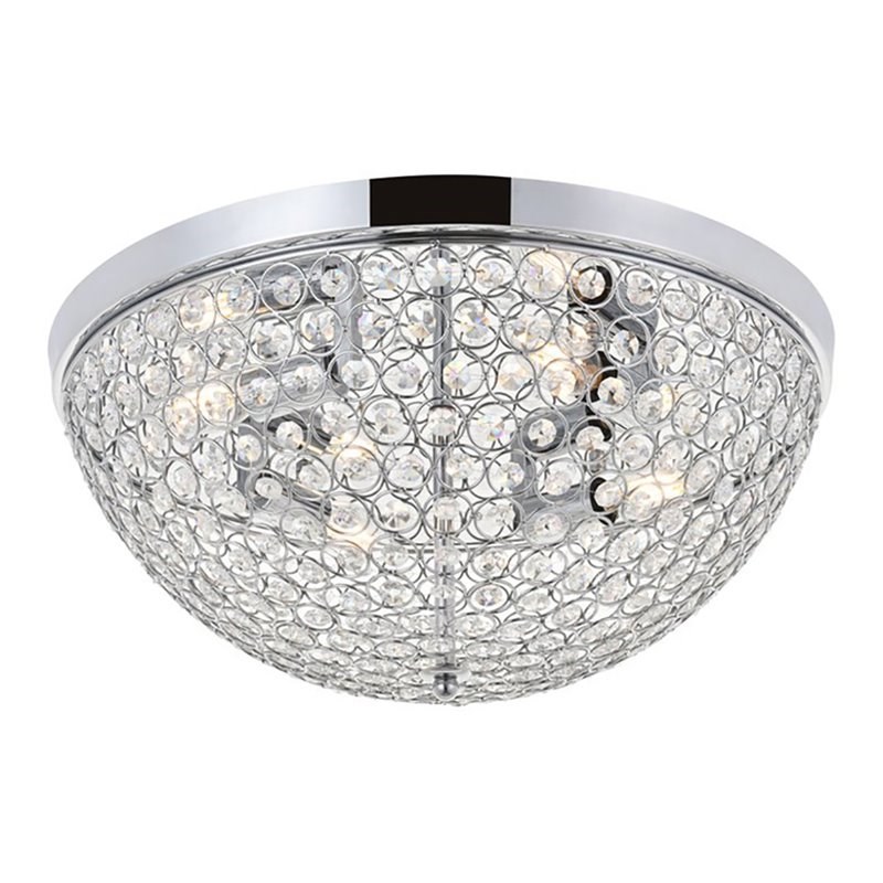 Living District Taye 4-Light Metal & Crystal Flush Mount in Chrome/Clear