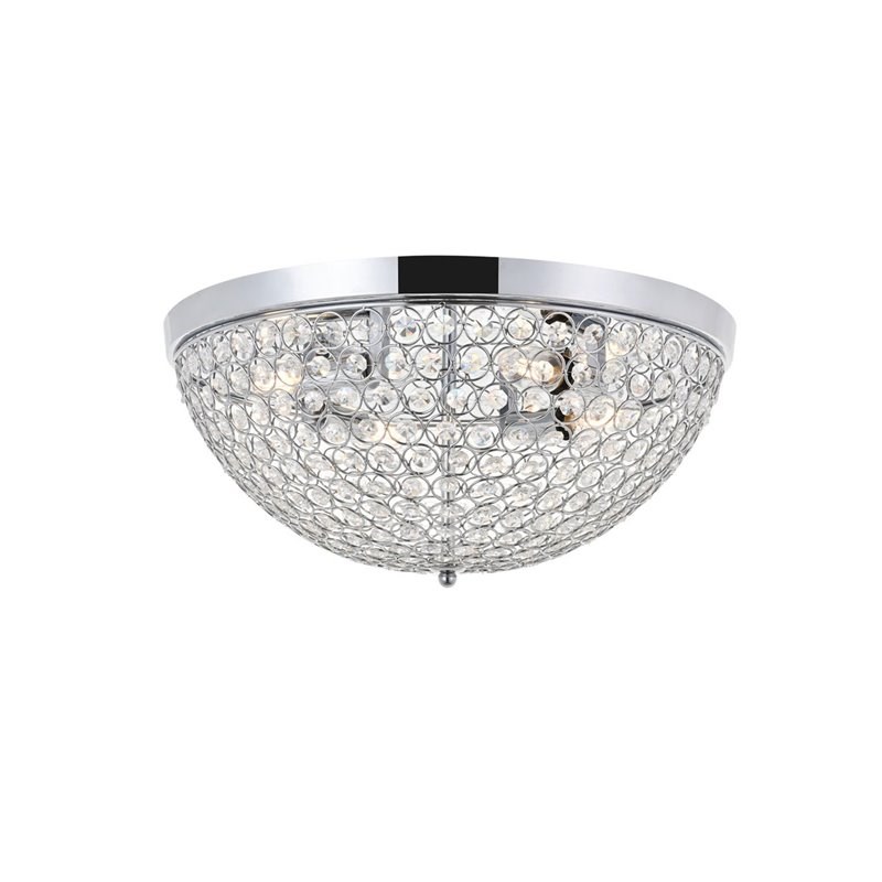 Living District Taye 4-Light Metal & Crystal Flush Mount in Chrome/Clear