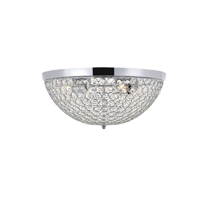 Living District Taye 4-Light Metal & Crystal Flush Mount in Chrome/Clear
