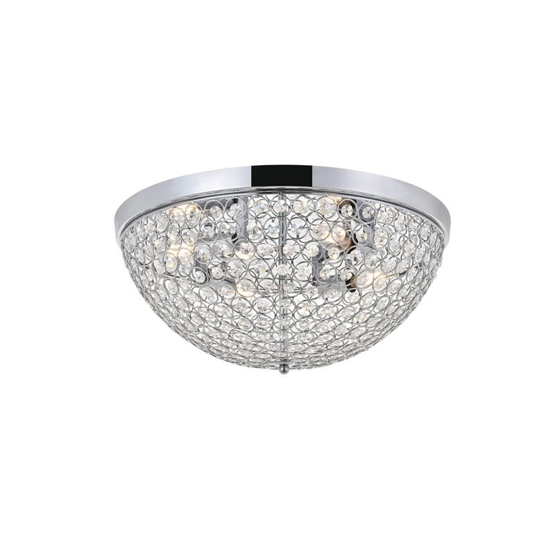 Living District Taye 4-Light Metal & Crystal Flush Mount in Chrome/Clear