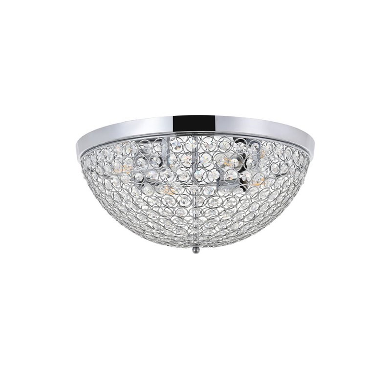 Living District Taye 4-Light Metal & Crystal Flush Mount in Chrome/Clear