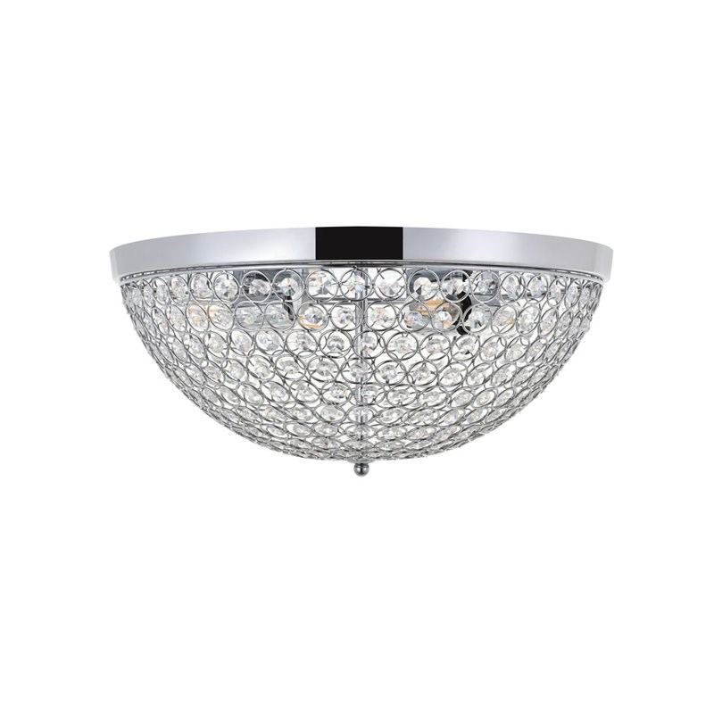 Living District Taye 4-Light Metal & Crystal Flush Mount in Chrome/Clear