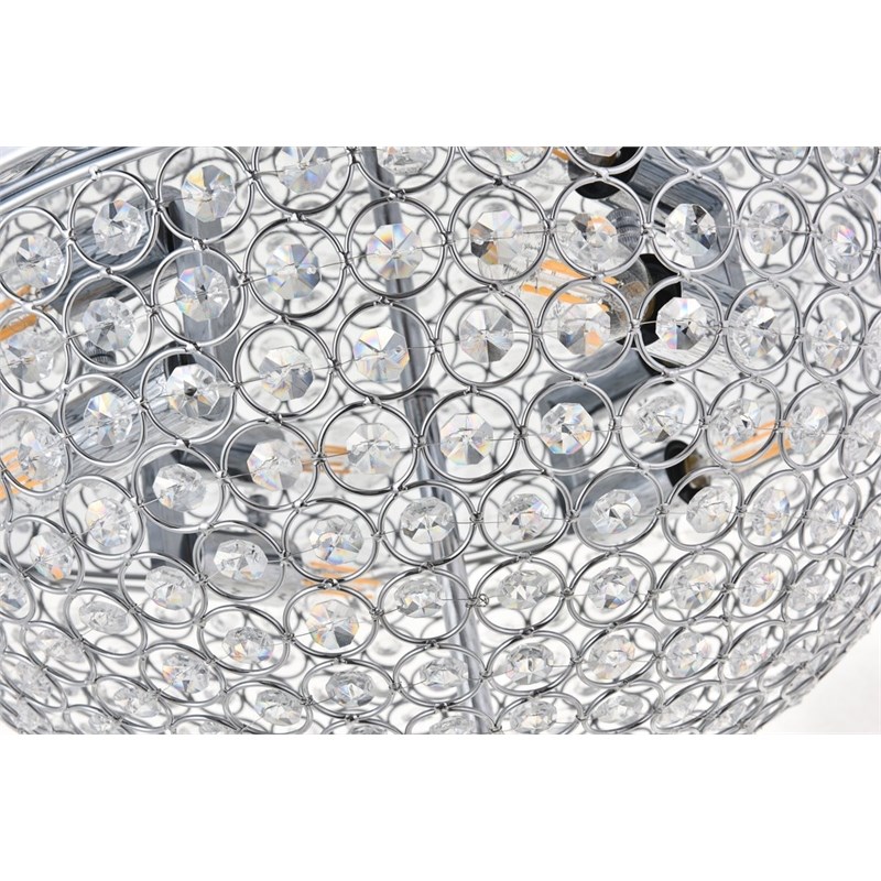 Living District Taye 4-Light Metal & Crystal Flush Mount in Chrome/Clear