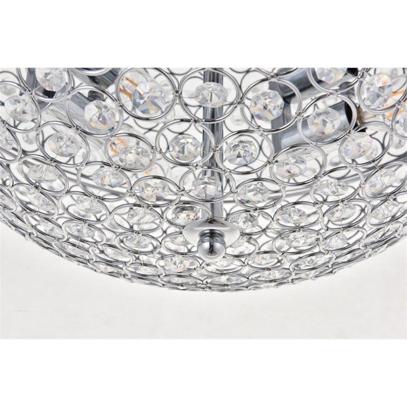 Living District Taye 4-Light Metal & Crystal Flush Mount in Chrome/Clear