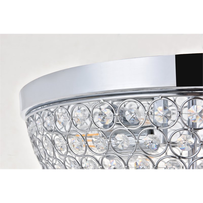 Living District Taye 4-Light Metal & Crystal Flush Mount in Chrome/Clear