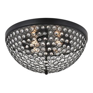 Living District Taye 4-Light Metal & Crystal Flush Mount in Matte Black/Clear
