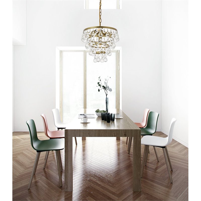 Living District Kora 3-Light Mid-Century Metal Pendant in Brass and Clear