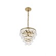 Living District Kora 3-Light Mid-Century Metal Pendant in Brass and Clear