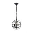 Living District Wallace 3-Light Mid-Century Metal Pendant in Matte Black/Clear