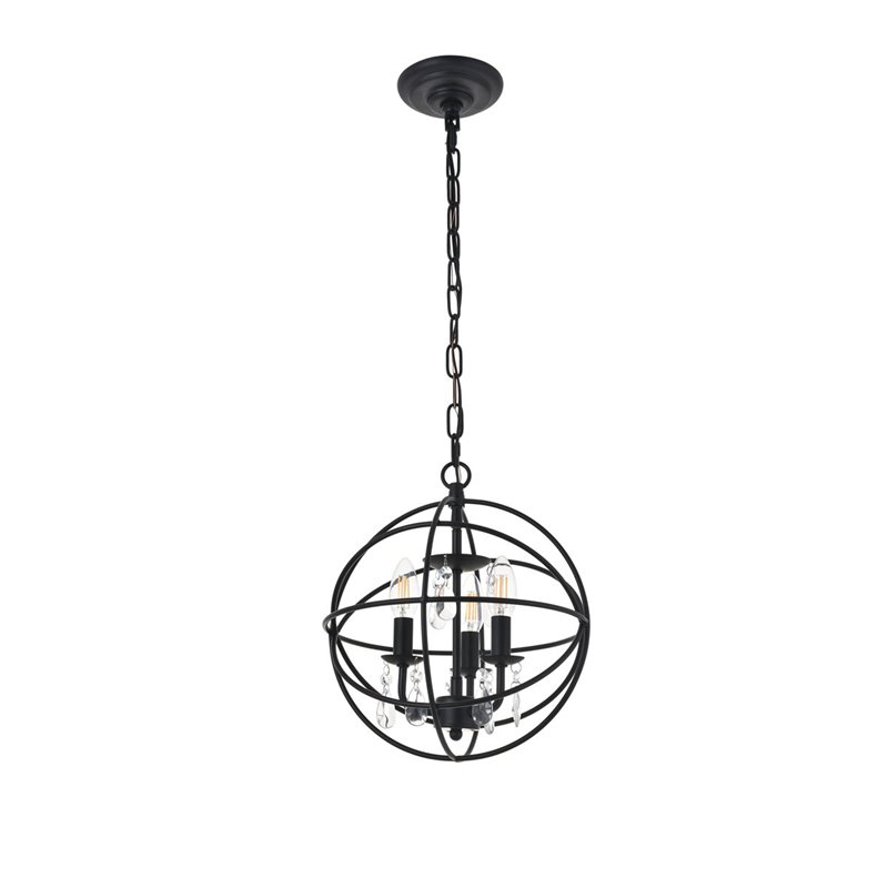 Living District Wallace 3-Light Mid-Century Metal Pendant in Matte Black/Clear
