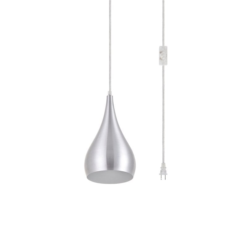 Living District Nora 1-Light Mid-Century Aluminum Pendant in Burnished Nickel