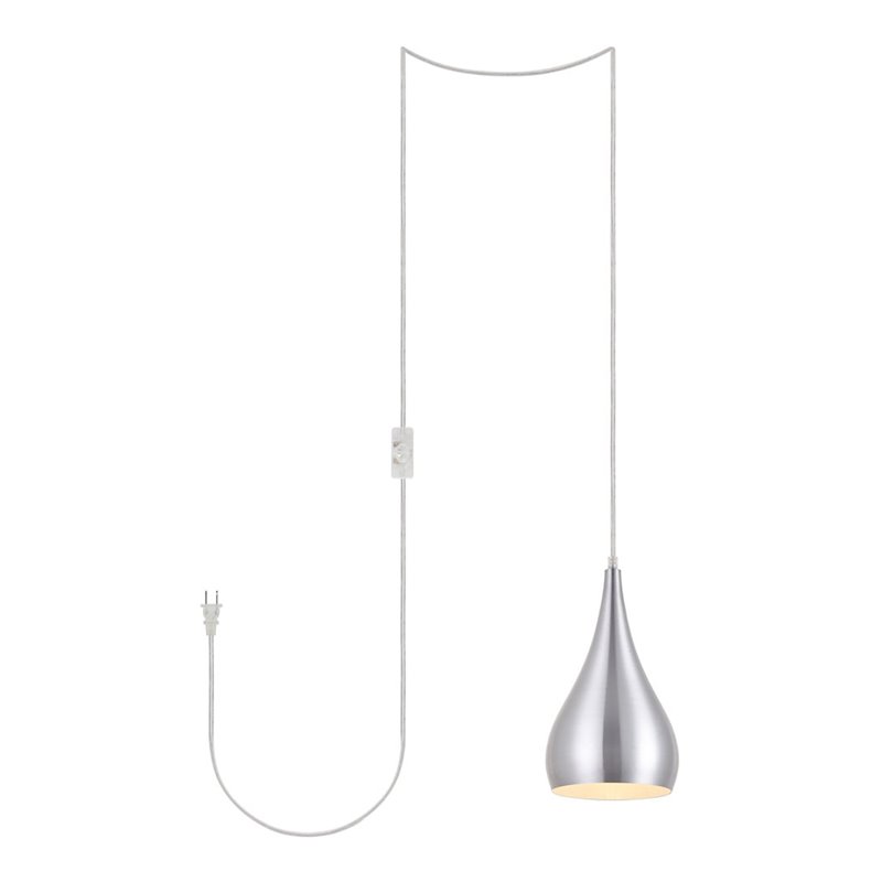 Living District Nora 1-Light Mid-Century Aluminum Pendant in Burnished Nickel