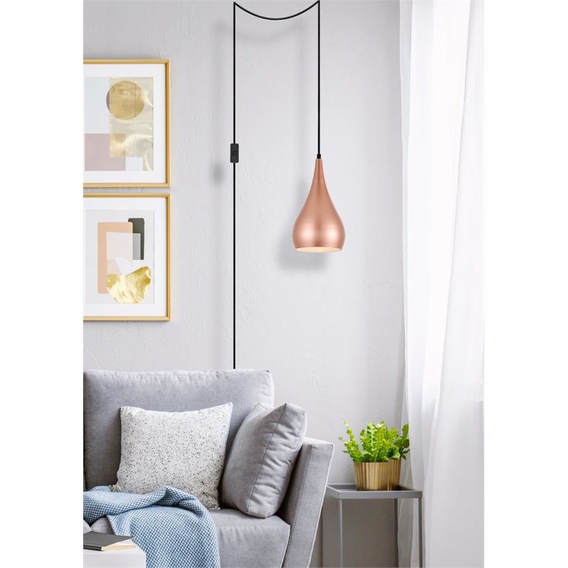 Living District Nora 1-Light Mid-Century Aluminum Pendant in Honey Gold