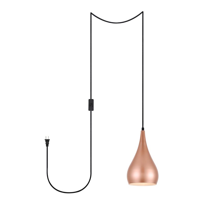 Living District Nora 1-Light Mid-Century Aluminum Pendant in Honey Gold
