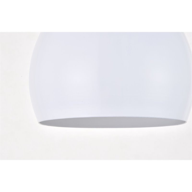 Living District Nora 1-Light Mid-Century Aluminum Pendant in White