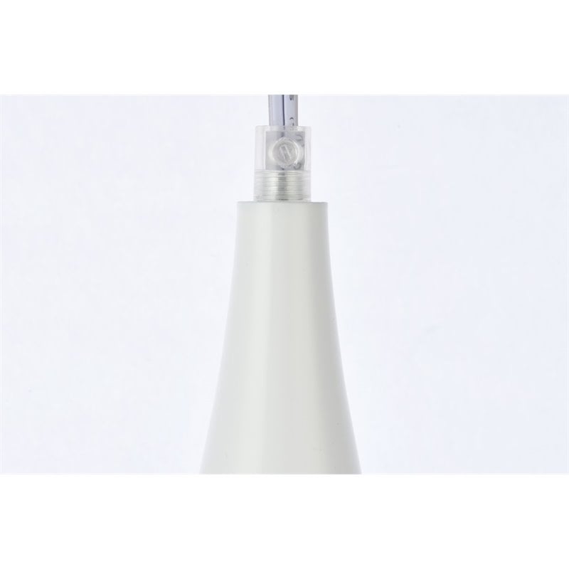 Living District Nora 1-Light Mid-Century Aluminum Pendant in White
