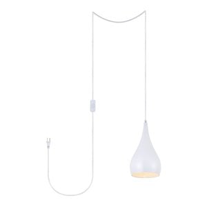 Living District Nora 1-Light Mid-Century Aluminum Pendant in White