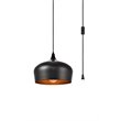 Living District Nora 1-Light Mid-Century Aluminum Pendant in Black Finish