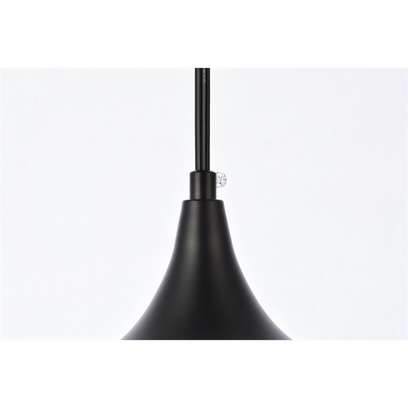 Living District Nora 1-Light Mid-Century Aluminum Pendant in Black Finish