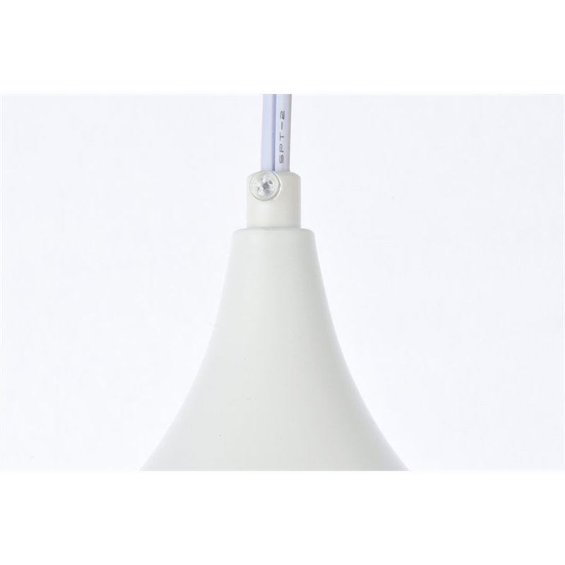 Living District Nora 1-Light Mid-Century Aluminum Pendant in White Finish