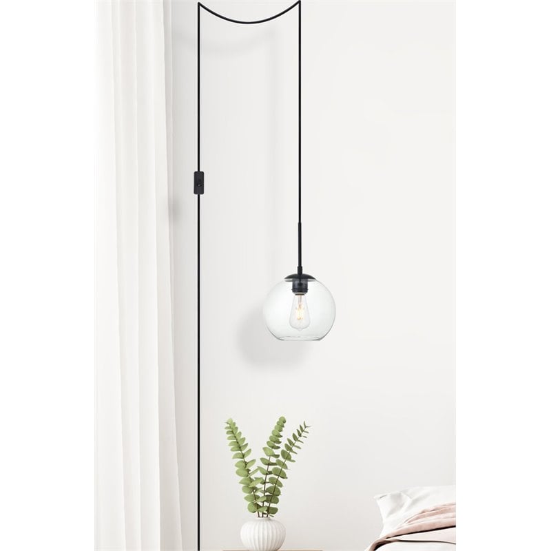 Living District Baxter 1-Light Mid-Century Metal Pendant in Black