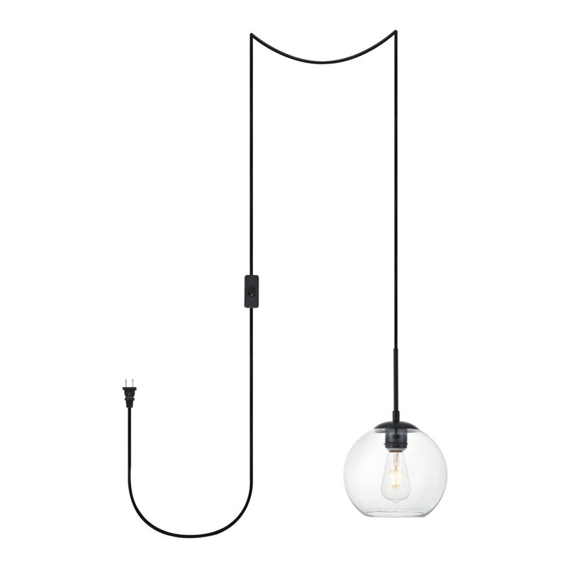 Living District Baxter 1-Light Mid-Century Metal Pendant in Black