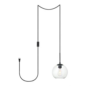 Living District Baxter 1-Light Mid-Century Metal Pendant in Black
