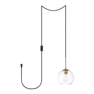 Living District Baxter 1-Light Mid-Century Metal Pendant in Brass