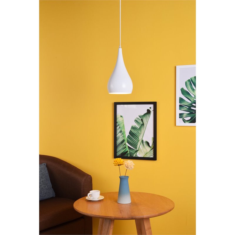 Living District Nora 1-Light Modern Aluminum Pendant in White