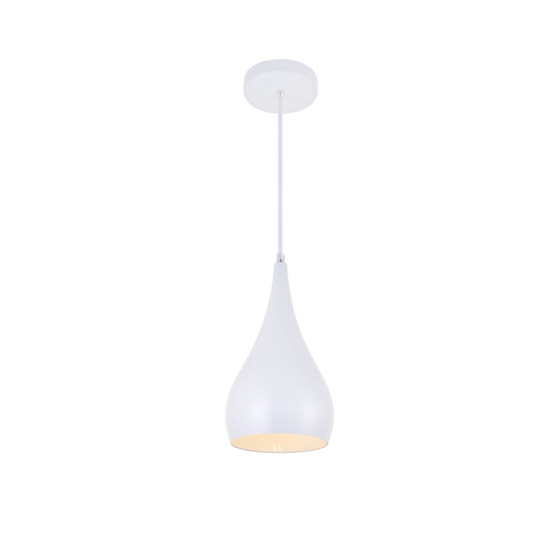 Living District Nora 1-Light Modern Aluminum Pendant in White