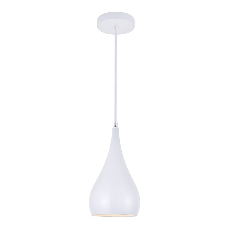 Living District Nora 1-Light Modern Aluminum Pendant in White