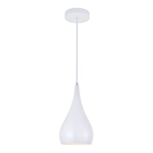 Living District Nora 1-Light Modern Aluminum Pendant in White