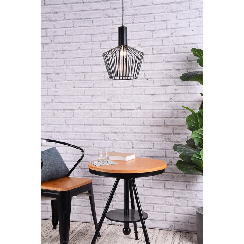 Living District Ronnie 1-Light Modern Metal Pendant in Black Finish