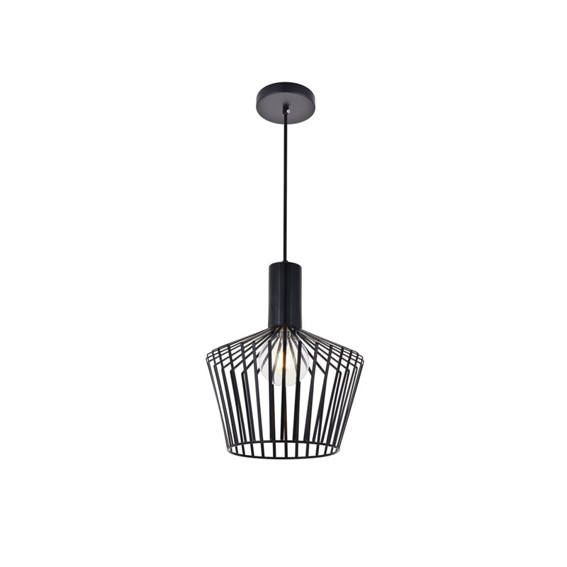 Living District Ronnie 1-Light Modern Metal Pendant in Black Finish