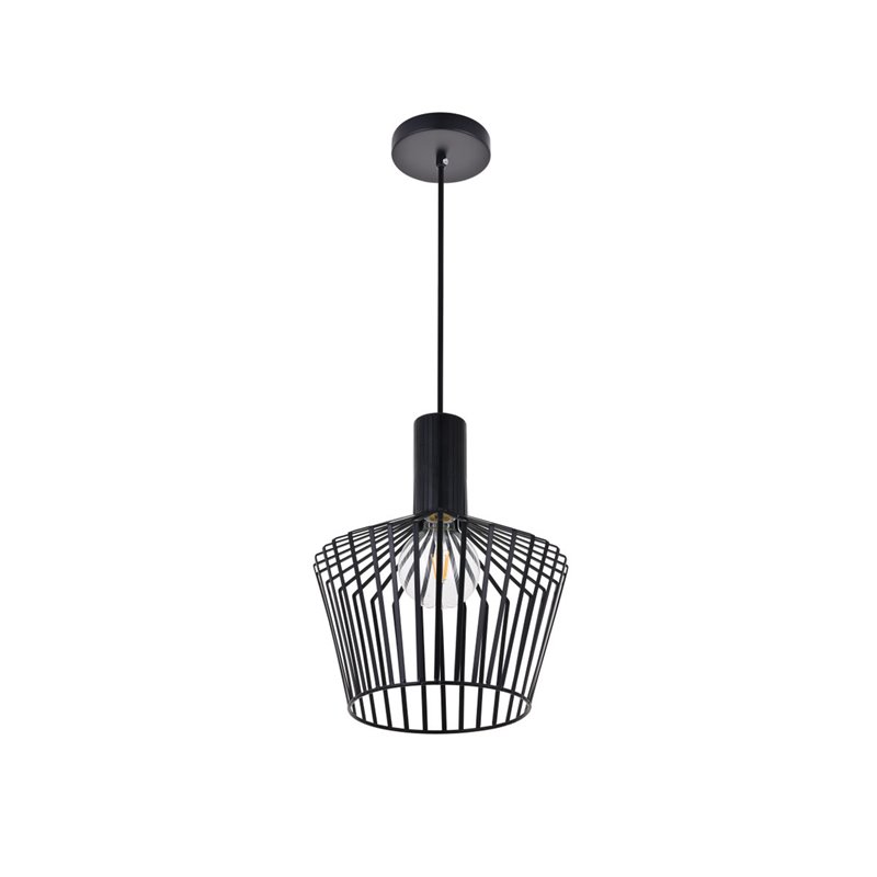 Living District Ronnie 1-Light Modern Metal Pendant in Black Finish