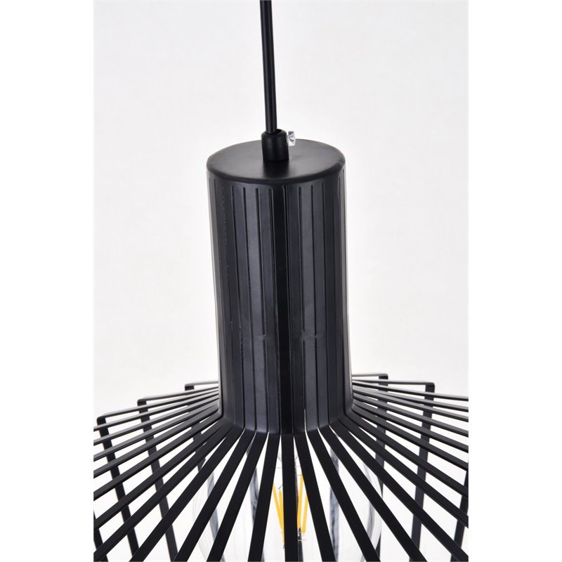Living District Ronnie 1-Light Modern Metal Pendant in Black Finish