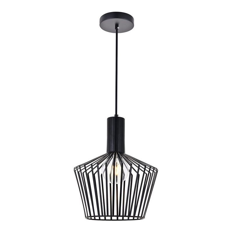 Living District Ronnie 1-Light Modern Metal Pendant in Black Finish