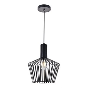 Living District Ronnie 1-Light Modern Metal Pendant in Black Finish