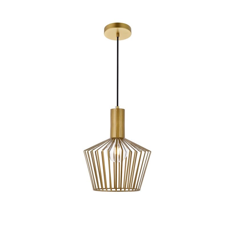 Living District Ronnie 1-Light Modern Metal Pendant in Brass