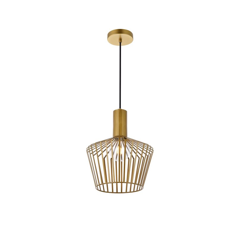Living District Ronnie 1-Light Modern Metal Pendant in Brass