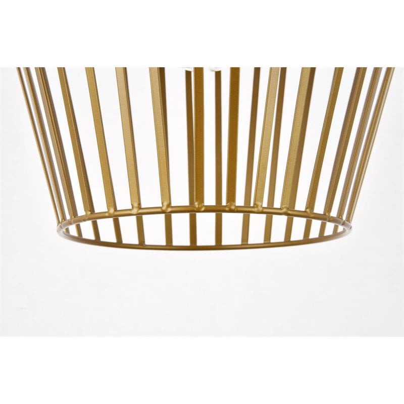 Living District Ronnie 1-Light Modern Metal Pendant in Brass