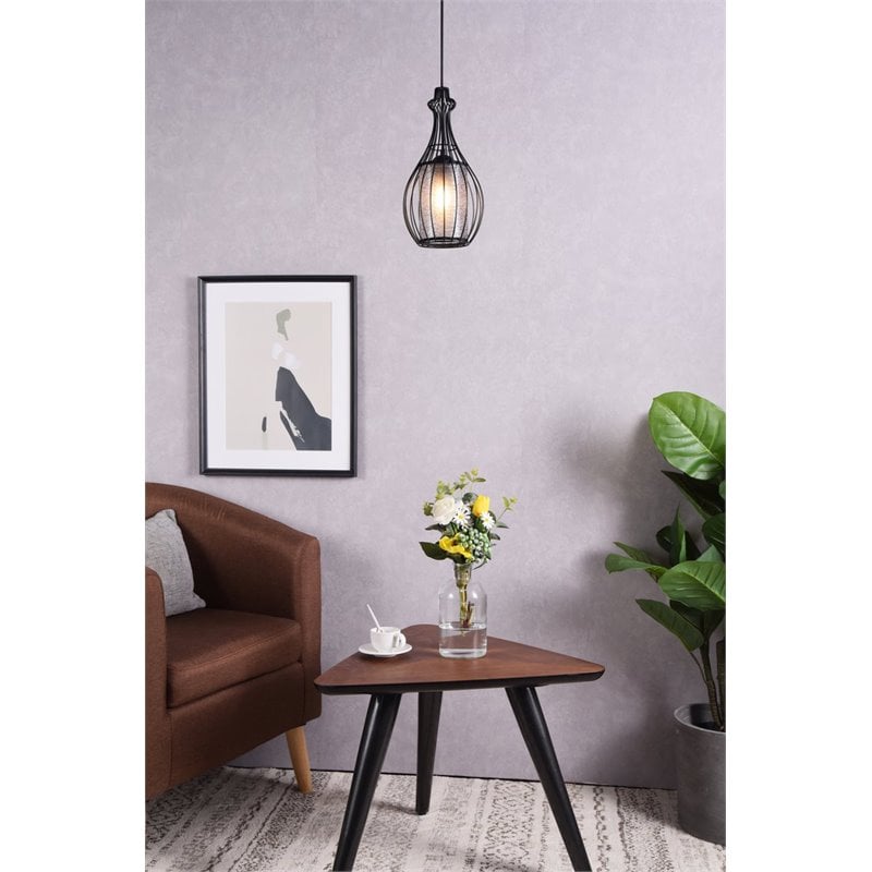 Living District Miya 1-Light Modern Metal Pendant in Black Finish